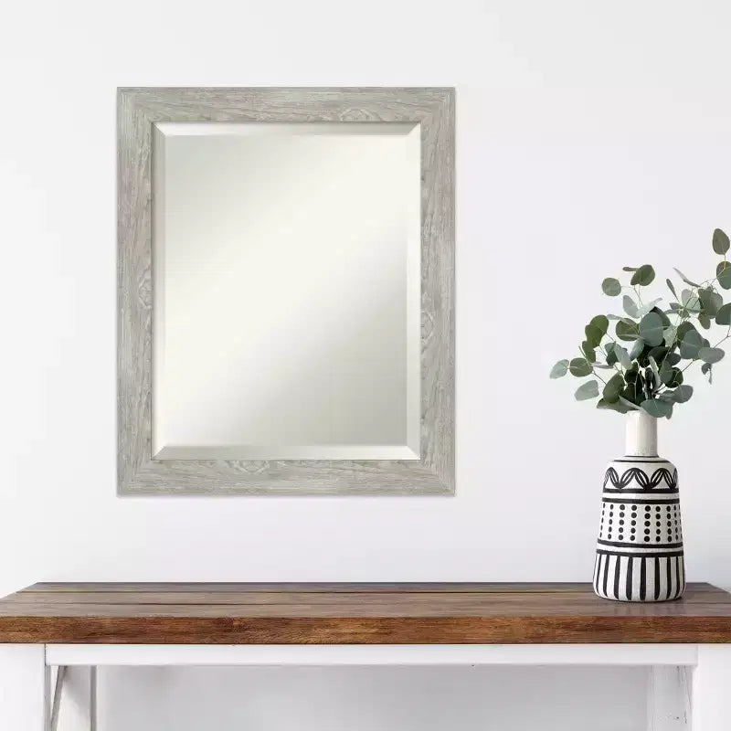 19.5" x 23.5" Rectangle Beveled Wall Mirror – Graywash Narrow Polystyrene Frame