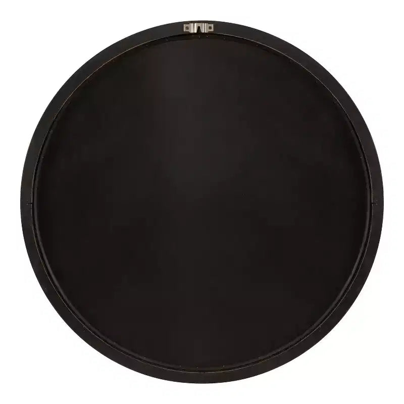 24" Round Wall Mirror – Black Beaded Plastic Frame, 21.5" Reflective Area