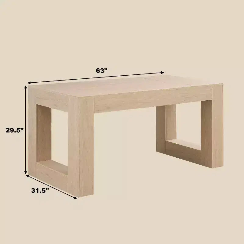 Tavolo da pranzo rettangolare da 160 cm con base solida – MDF rovere naturale, posti a sedere 4-6, altezza 75 cm