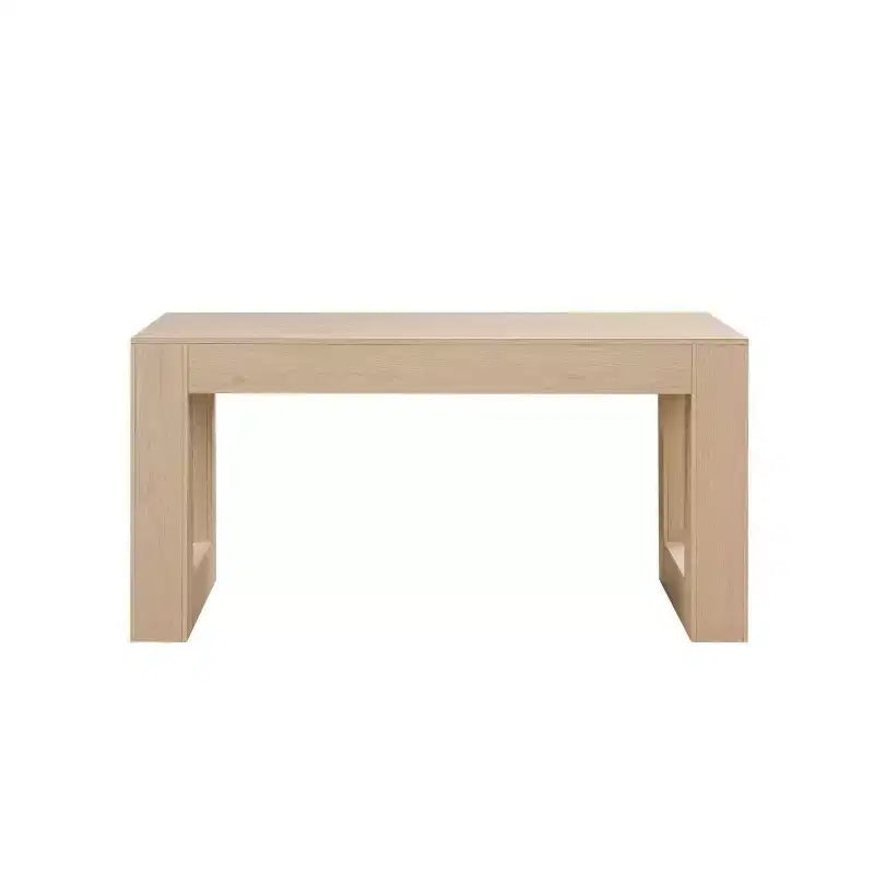 63" Rectangular Dining Table with Solid Form Base – Natural Oak MDF, Seats 4–6, 29.5"H