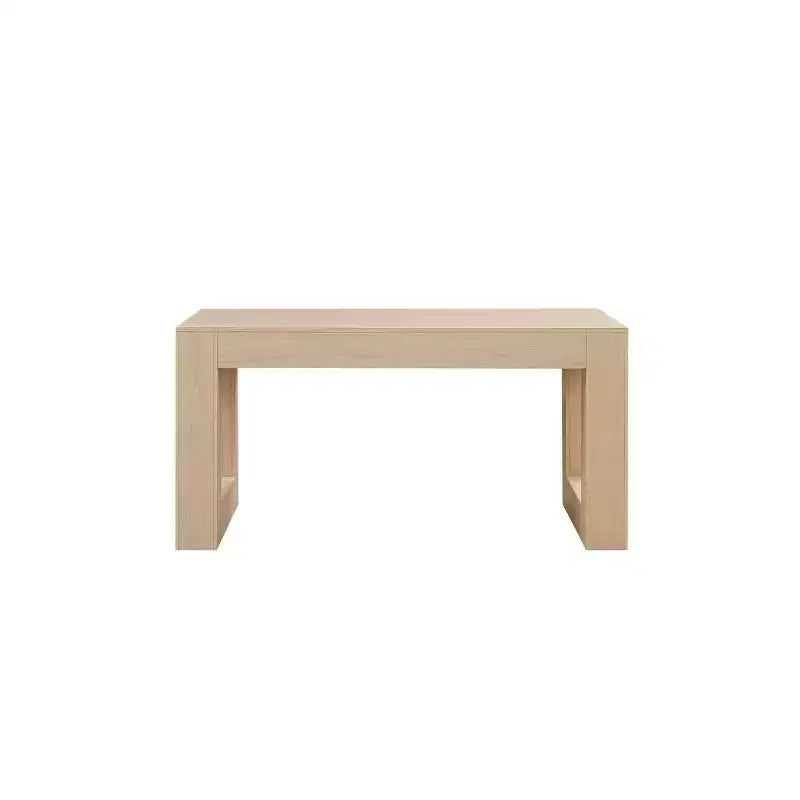 63" Rectangular Dining Table with Solid Form Base – Natural Oak MDF, Seats 4–6, 29.5"H