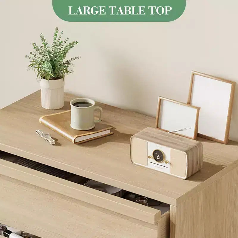 Modern Tall 5-Drawer Dresser – Natural Oak, 29.5"Lx15.9"Wx43.3"H, Smooth-Glide Drawers