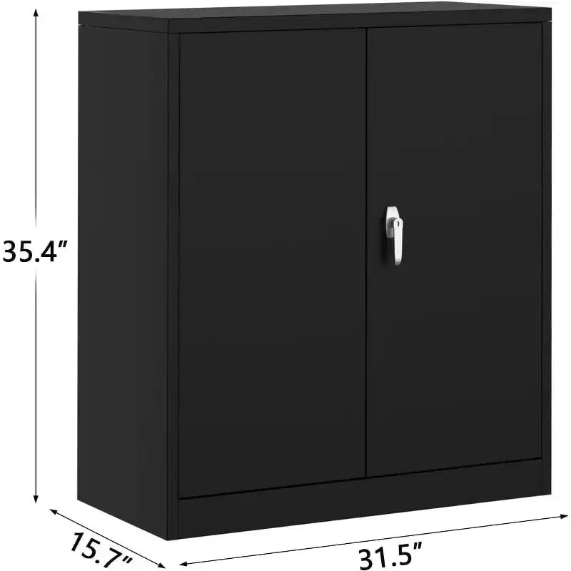 Metal Storage Cabinet with Lock, 35.4 High Garage Tool Cabinet with Adjustable Shelf & Handle, Tool Organizer
