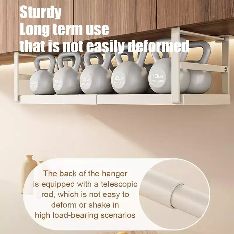 Expandable Under-Cabinet Storage Basket with Adjustable Width