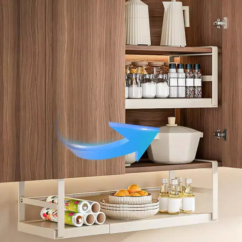 Expandable Under-Cabinet Storage Basket with Adjustable Width