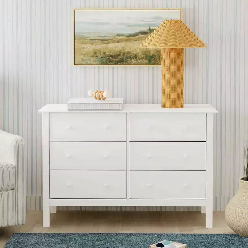 6-Drawer Double Wide Dresser – Pine Wood, 48"Dx18.75"Wx32"H, GREENGUARD Gold Certified