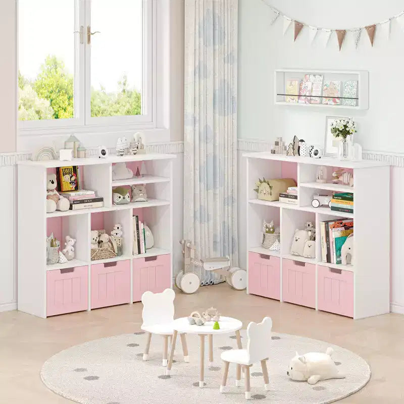 Kids Toy Storage Organizer with 3 Drawers and 6 Cubbies