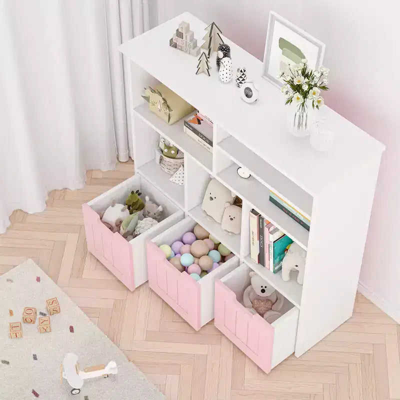 Mobile Contenitore per Giocattoli per Bambini con 3 Cassetti e 6 Scomparti