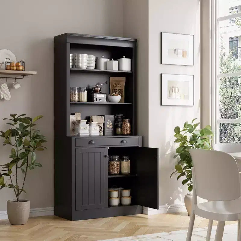 5-Tier Bookcase with Doors and Drawer, 70.9 Inch Tall Bookshelf for Home Office and Living Room