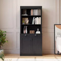 Bookcase with Doors, 5-Tier Floor-to-ceiling Bookshelf Storage Rack with 1 Drawer, 70.9 Inch High White Bookcase for Home Office, Living Room