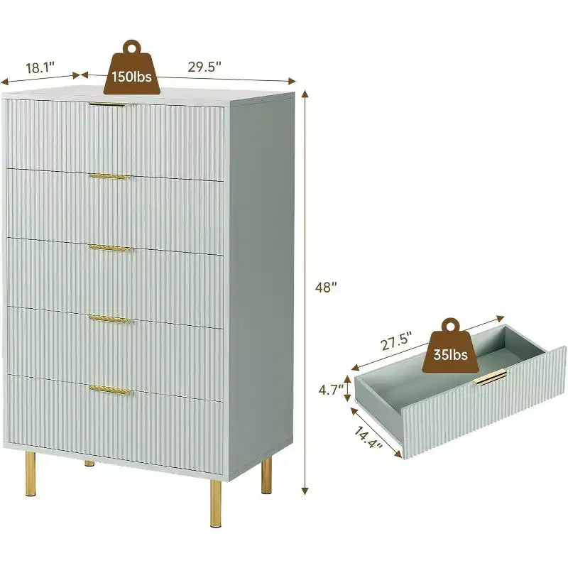 5-Drawer Dresser with Gold-Tone Handles