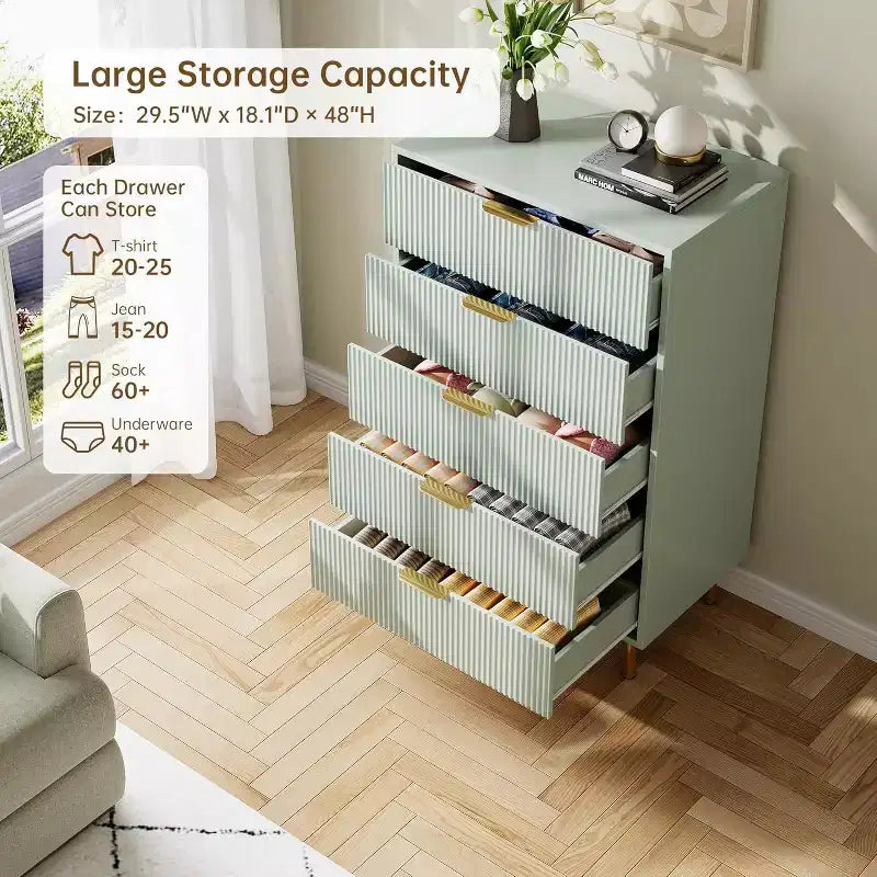 5-Drawer Dresser with Gold-Tone Handles