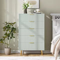 Modern Wood Drawer Dresser with Gold Handles, Tall Storage Cabinet for Efficient Storage, Chest of Drawers Organizer for Bedroom, Living Room