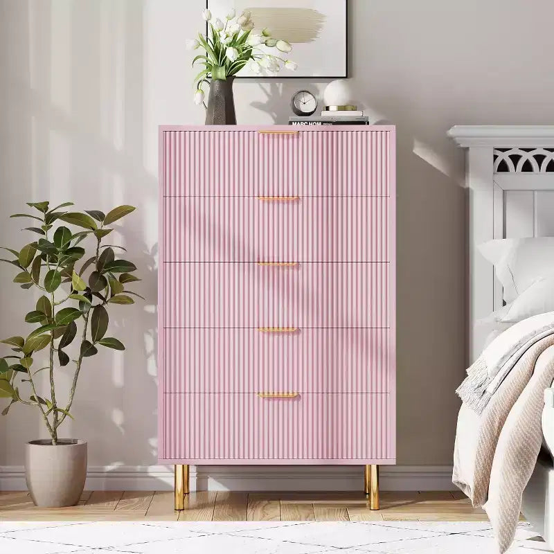 5-Drawer Dresser with Gold-Tone Handles