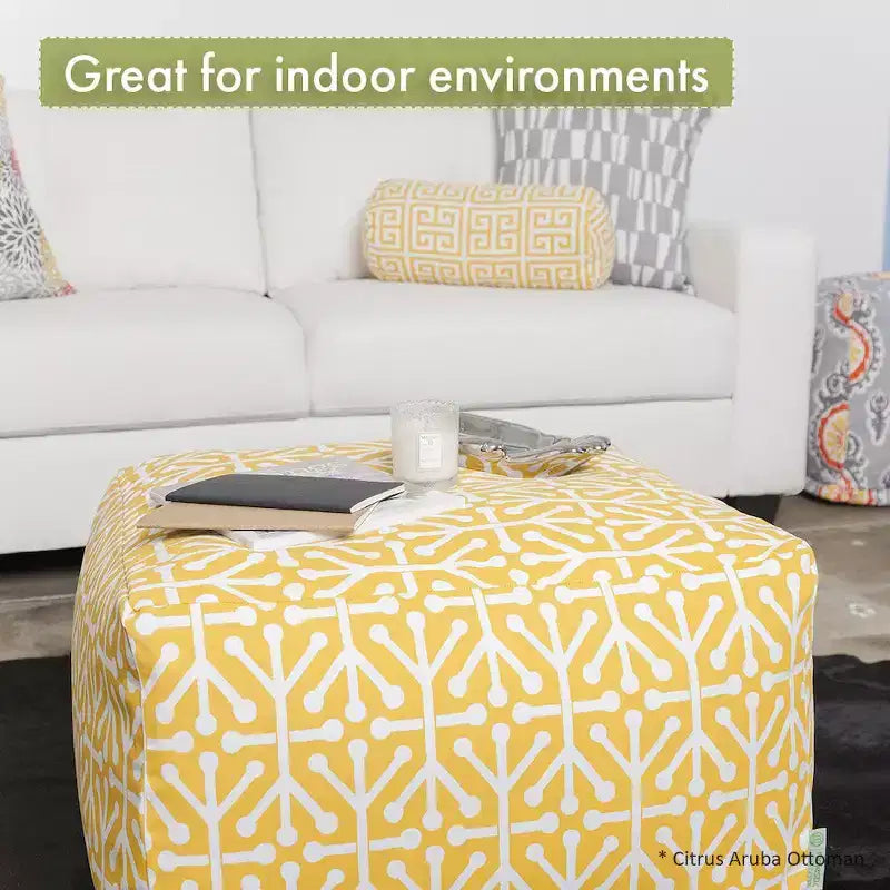 Square Ottoman Pouf – Chevron Pattern, 27"x27"x17", Removable Washable Cover