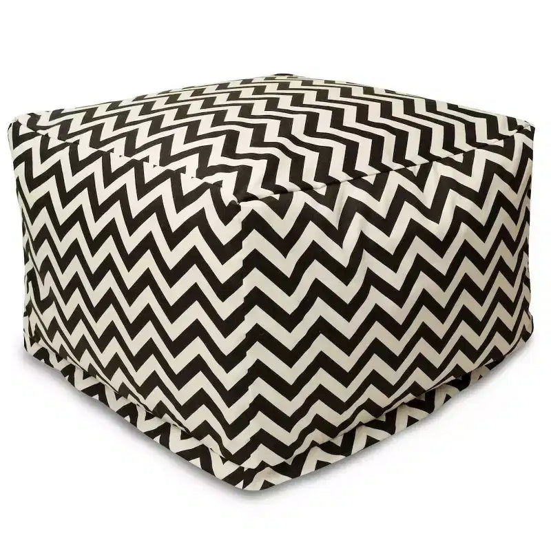 Square Ottoman Pouf – Chevron Pattern, 27"x27"x17", Removable Washable Cover