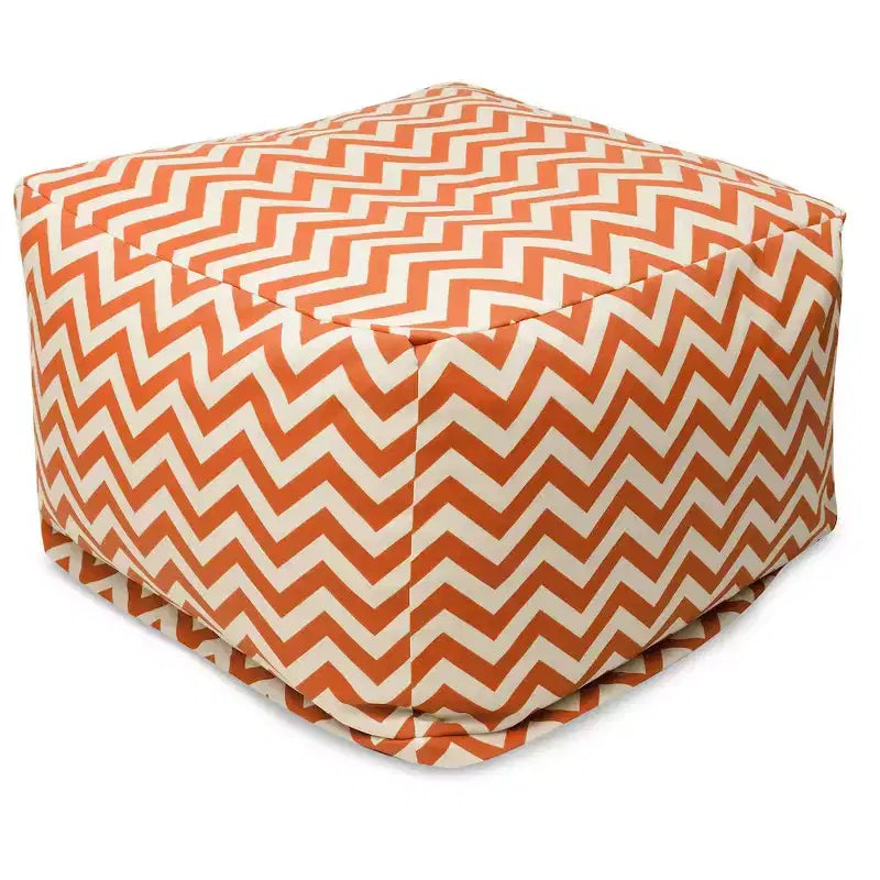 Square Ottoman Pouf – Chevron Pattern, 27"x27"x17", Removable Washable Cover
