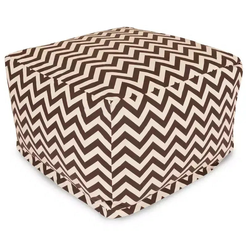 Square Ottoman Pouf – Chevron Pattern, 27"x27"x17", Removable Washable Cover