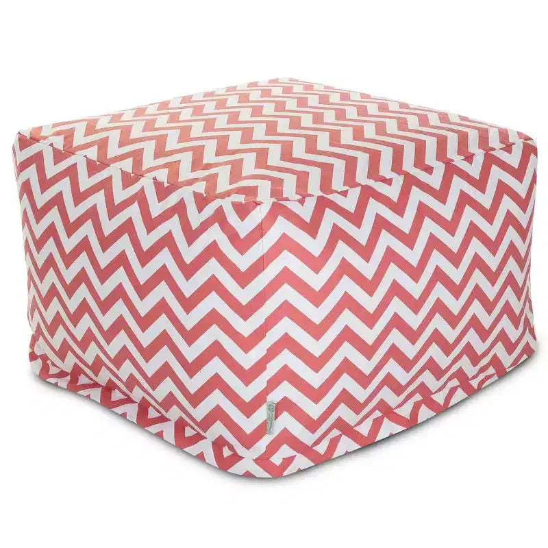 Square Ottoman Pouf – Chevron Pattern, 27"x27"x17", Removable Washable Cover