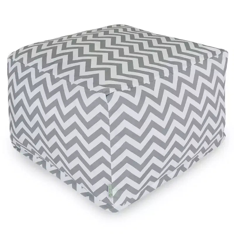Square Ottoman Pouf – Chevron Pattern, 27"x27"x17", Removable Washable Cover
