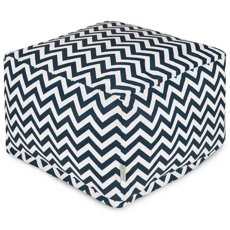Square Ottoman Pouf – Chevron Pattern, 27"x27"x17", Removable Washable Cover