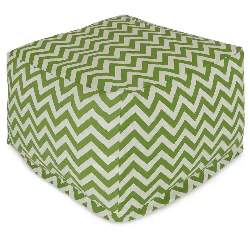 Square Ottoman Pouf – Chevron Pattern, 27"x27"x17", Removable Washable Cover