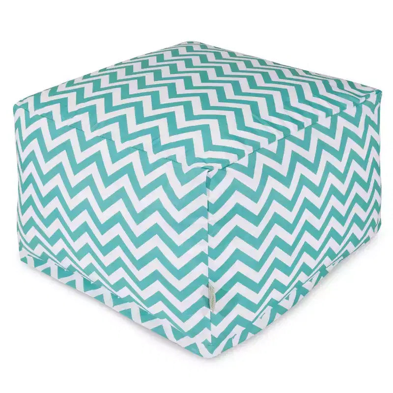 Square Ottoman Pouf – Chevron Pattern, 27"x27"x17", Removable Washable Cover