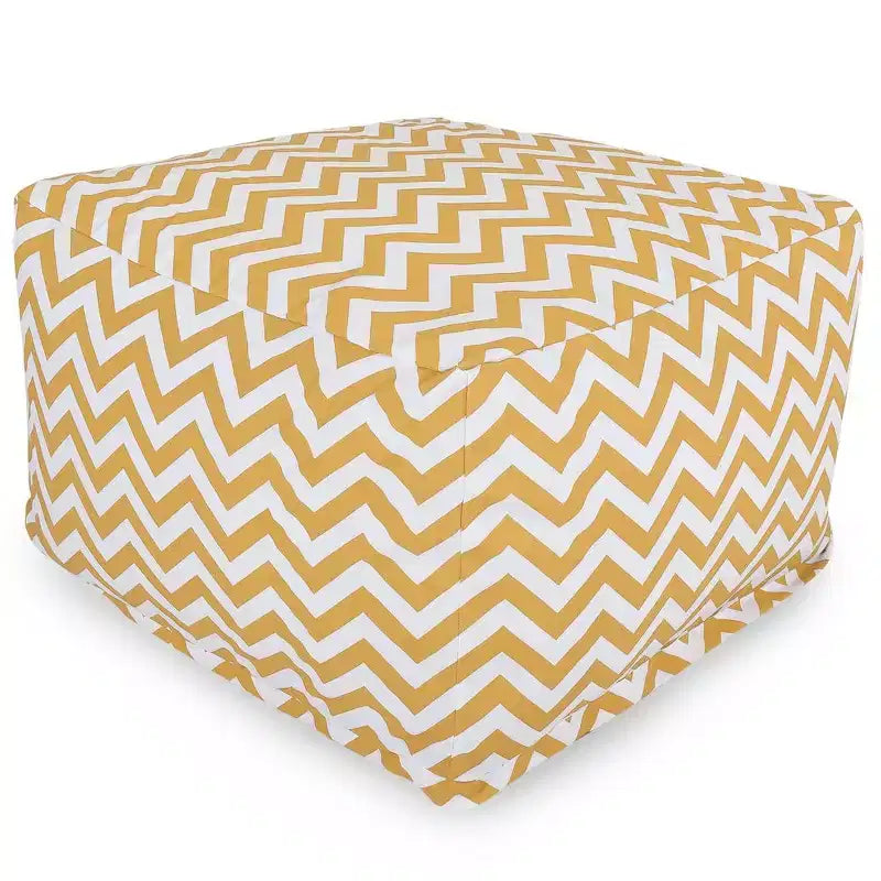 Square Ottoman Pouf – Chevron Pattern, 27"x27"x17", Removable Washable Cover