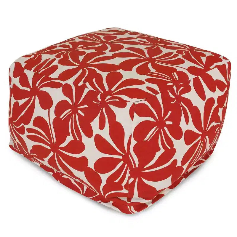 Square Ottoman Pouf – Plantation Pattern, 27"x27"x17", Removable Washable Cover