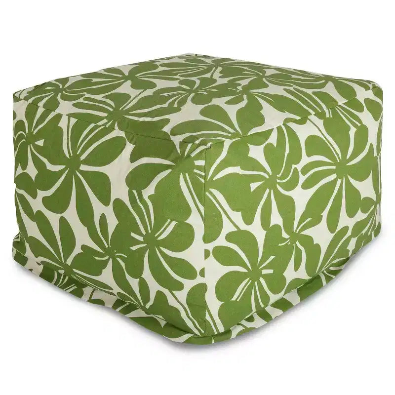 Square Ottoman Pouf – Plantation Pattern, 27"x27"x17", Removable Washable Cover