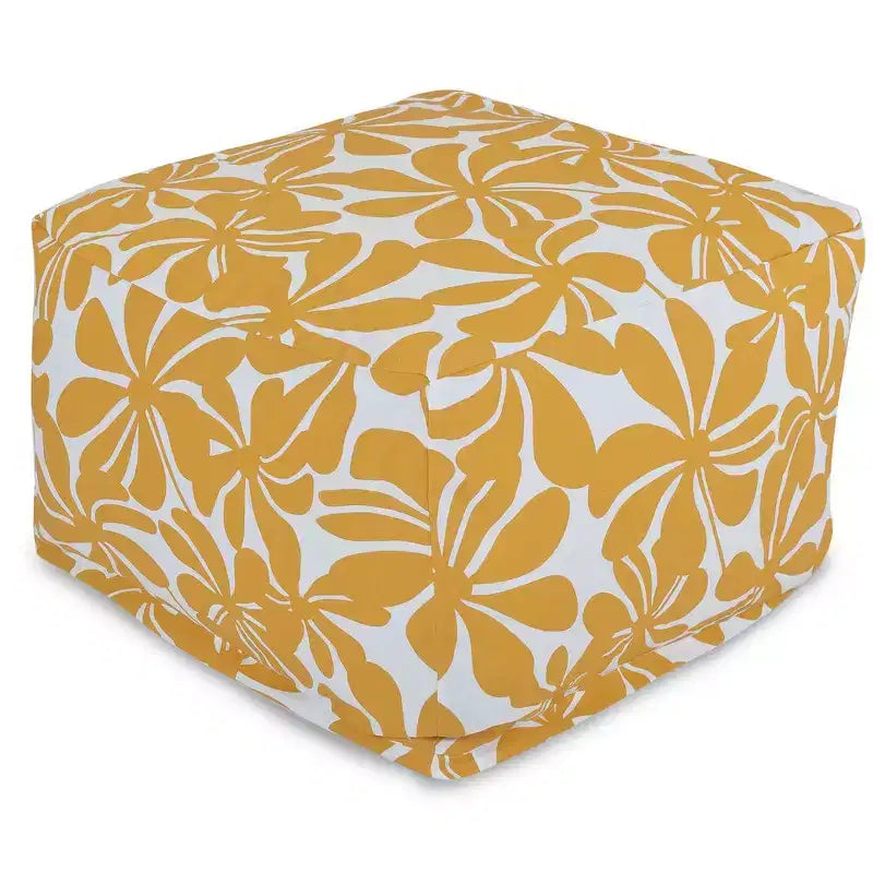 Square Ottoman Pouf – Plantation Pattern, 27"x27"x17", Removable Washable Cover