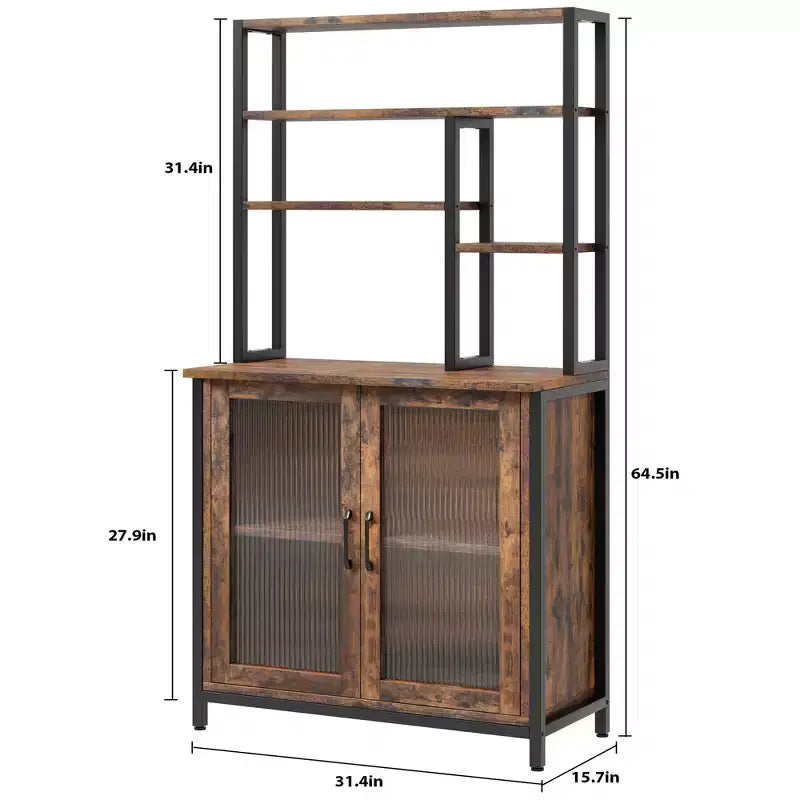 Credenza da fattoria da 63" con stazione di ricarica – 3 cassetti, 4 ante, ripiani regolabili