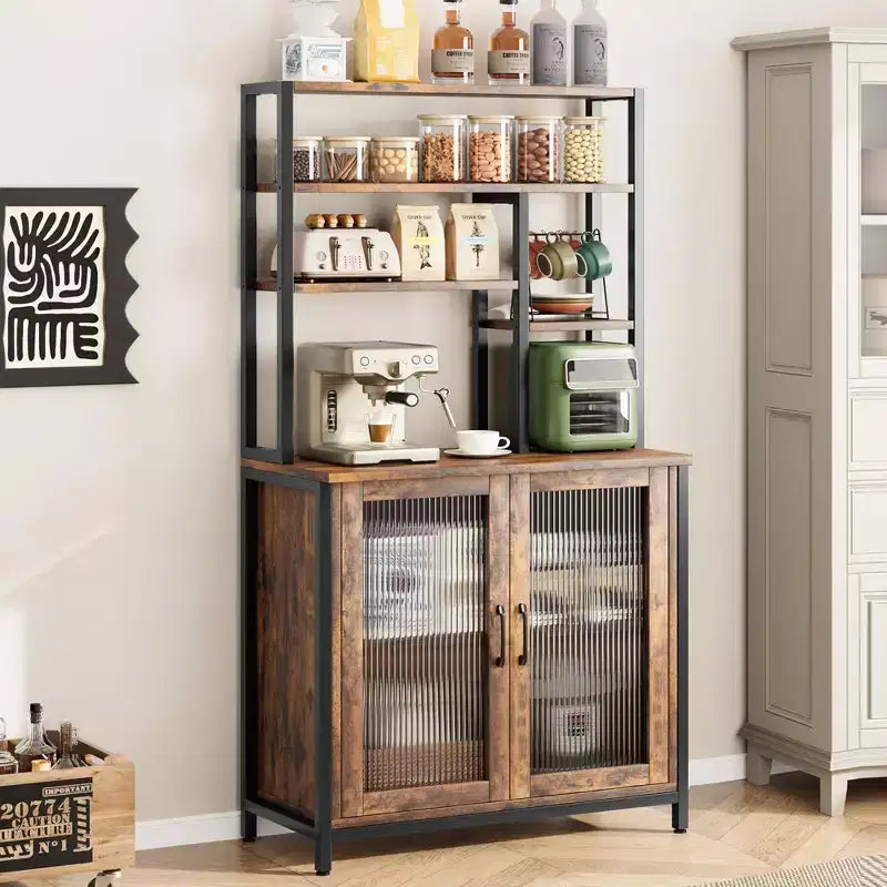 Credenza da fattoria da 63" con stazione di ricarica – 3 cassetti, 4 ante, ripiani regolabili
