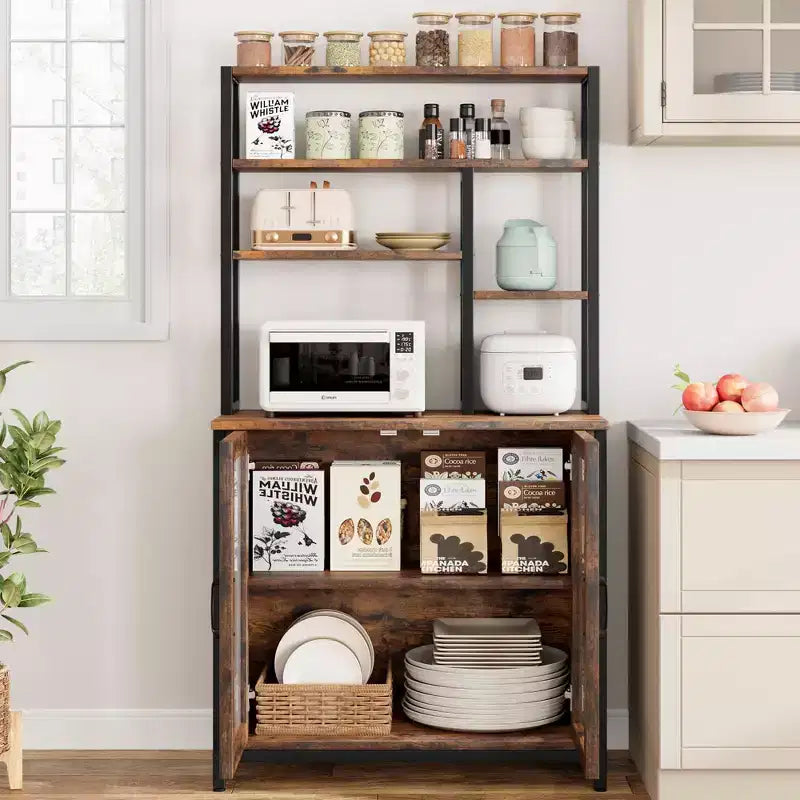 Credenza da fattoria da 63" con stazione di ricarica – 3 cassetti, 4 ante, ripiani regolabili