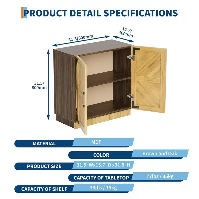 63" Farmhouse Sideboard Buffet Cabinet with Charging Station – 3 Drawers, 4 Doors, Adjustable Shelves
