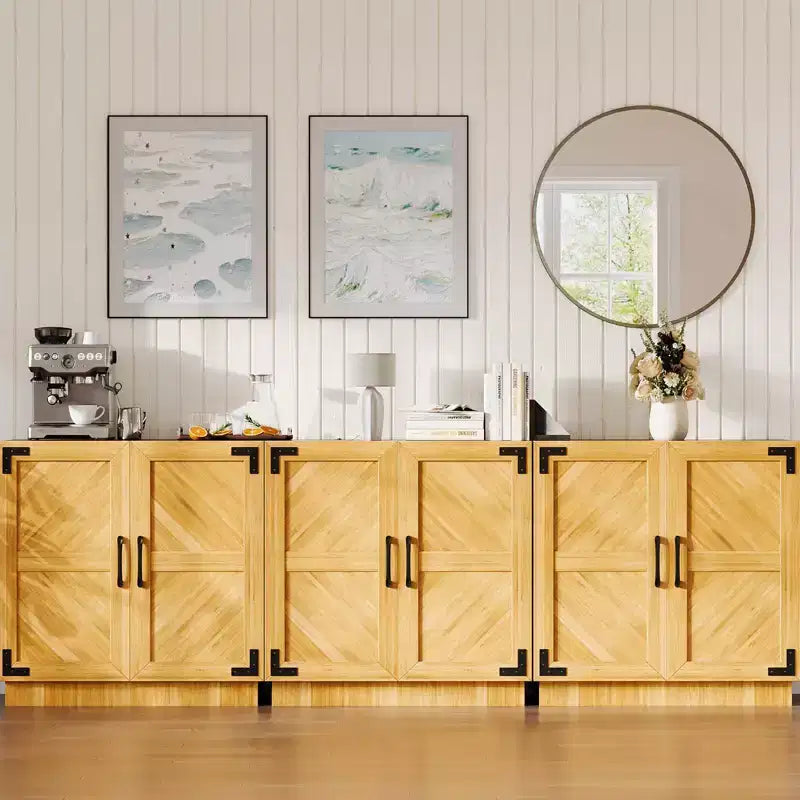 Credenza da fattoria da 63" con stazione di ricarica – 3 cassetti, 4 ante, ripiani regolabili