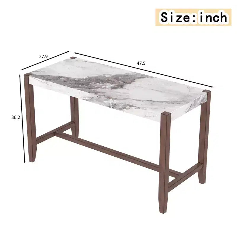Tavolo da pranzo moderno da 120 cm con finitura effetto marmo – Posti a sedere fino a 6 persone, struttura in legno di gomma
