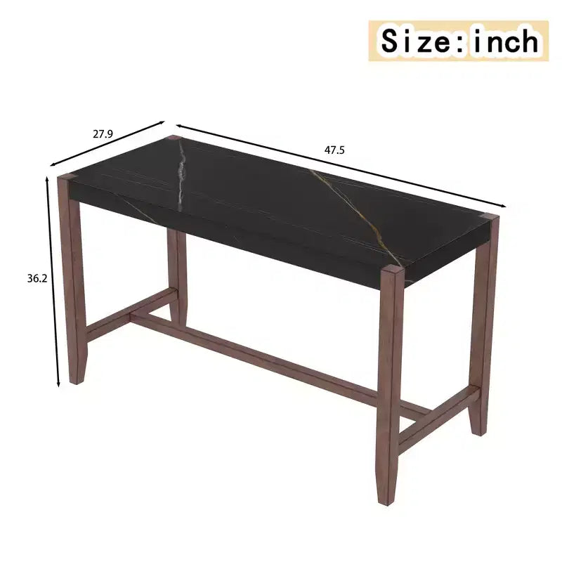 Tavolo da pranzo moderno da 120 cm con finitura effetto marmo – Posti a sedere fino a 6 persone, struttura in legno di gomma