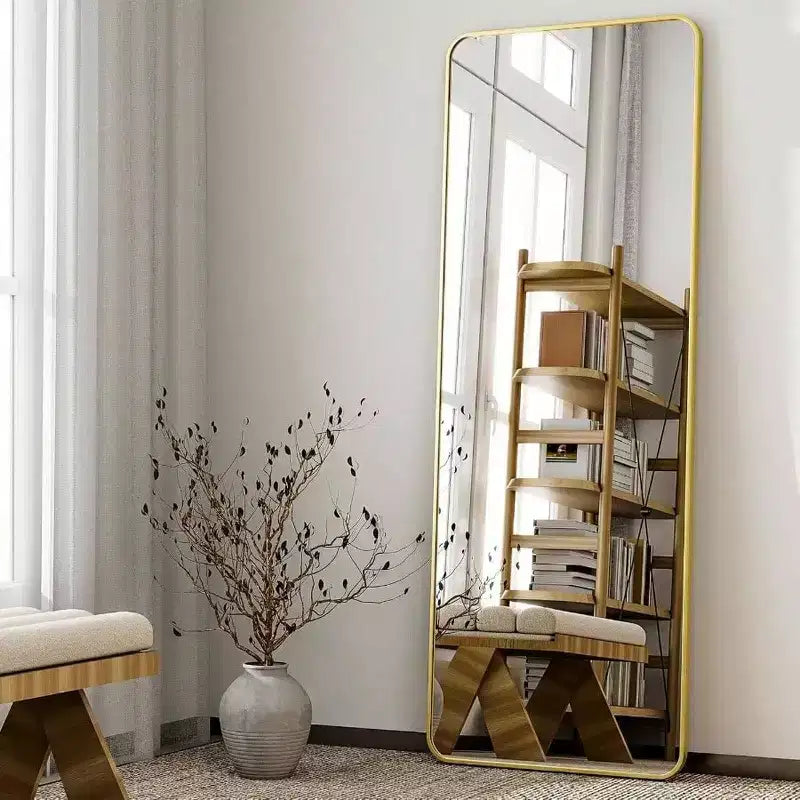 Specchio a figura intera 56 x 21 pollici con cornice in alluminio dorato