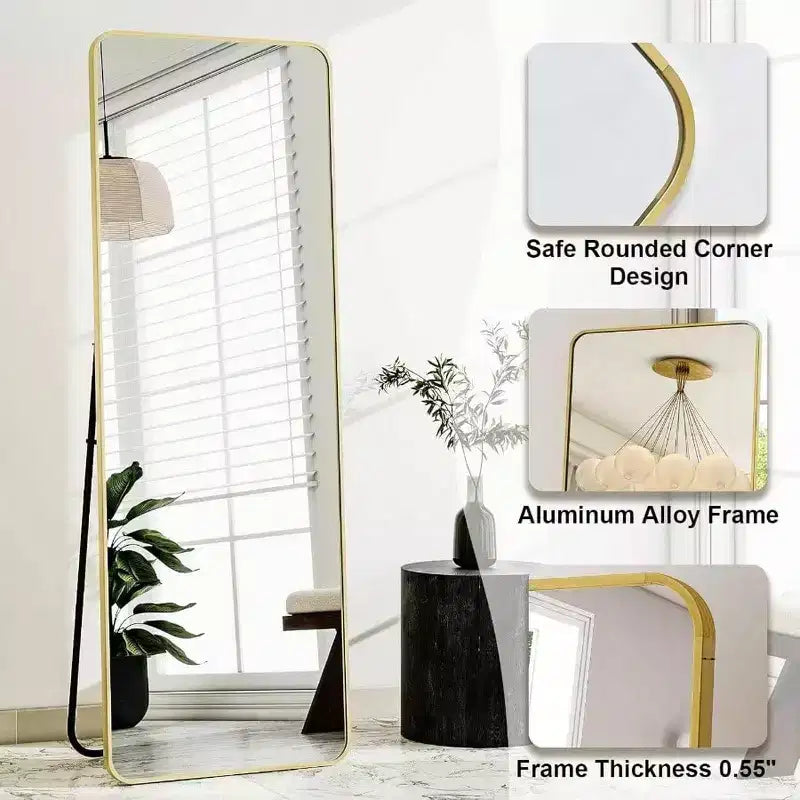 56 x 21 Inch Full Length Mirror with Gold Aluminum Frame