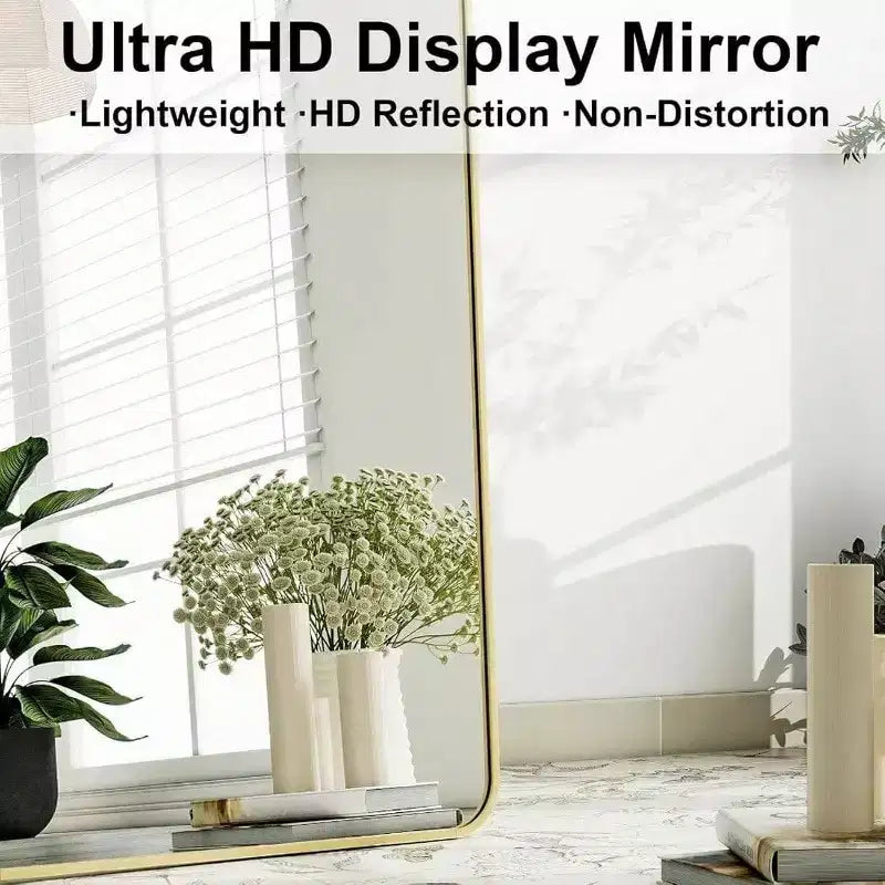 Specchio a figura intera 56 x 21 pollici con cornice in alluminio dorato