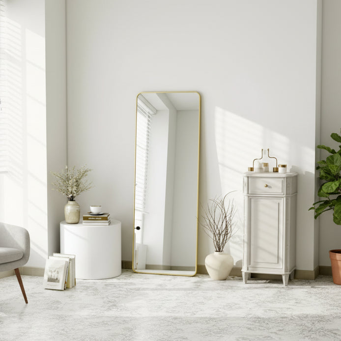 Specchio a figura intera 56 x 21 pollici con cornice in alluminio dorato