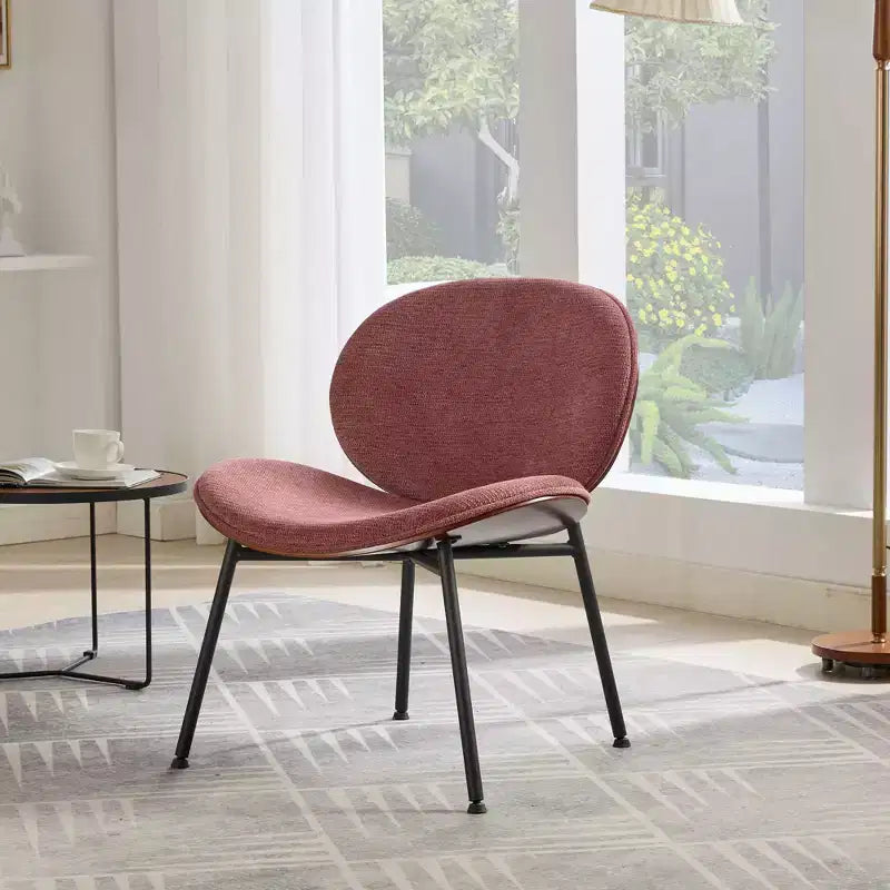 Mid-Century Modern Shell Dining Chair – Fabric Upholstery, Walnut-Finish Metal Legs, 330 lb Capacity
