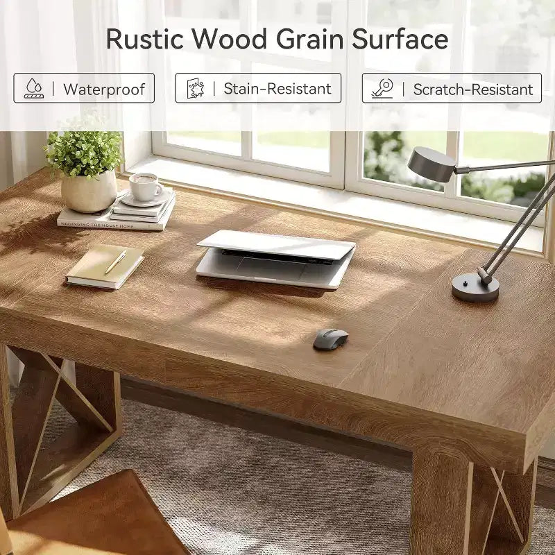 63" Farmhouse Computer Desk – MDF Writing Workstation for Home Office, Study Room