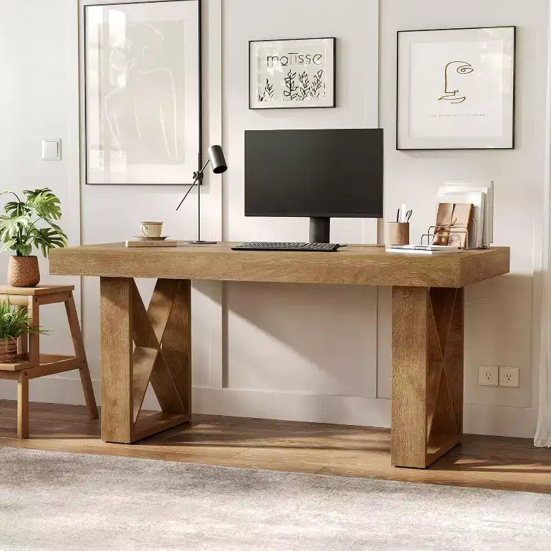 Scrivania per computer in stile rustico da 63" – Workstation da scrittura in MDF per ufficio, studio