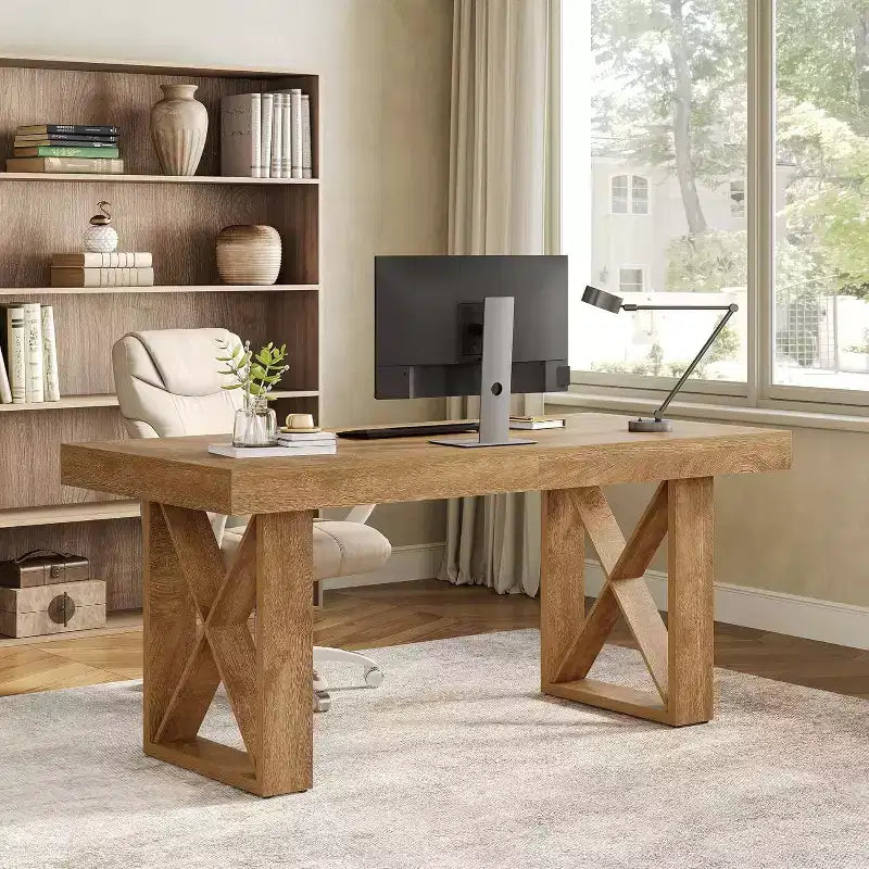 Scrivania per computer in stile rustico da 63" – Workstation da scrittura in MDF per ufficio, studio