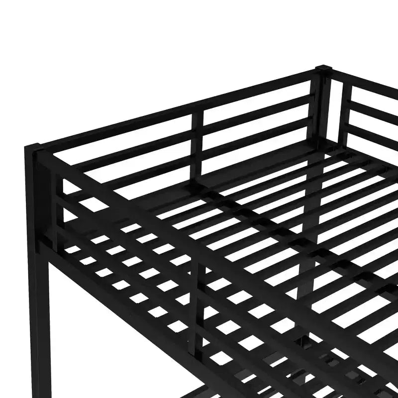 Letto a castello in metallo Full-over-Full – Struttura in acciaio resistente, spazio contenitore sotto il letto, nero e bianco
