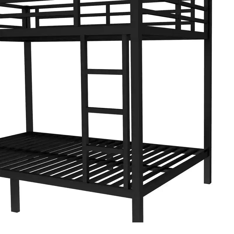 Letto a castello in metallo Full-over-Full – Struttura in acciaio resistente, spazio contenitore sotto il letto, nero e bianco
