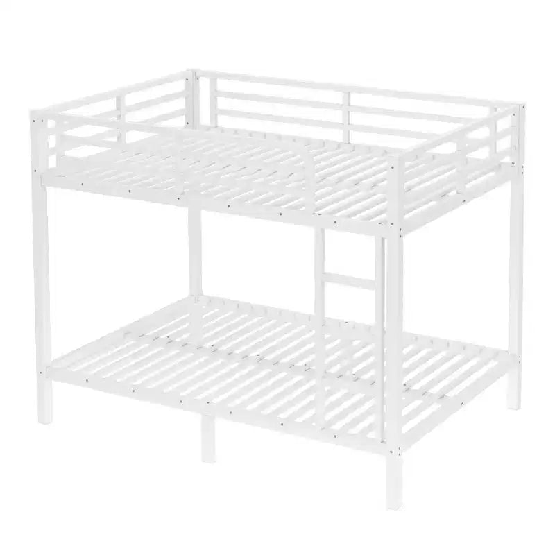 Letto a castello in metallo Full-over-Full – Struttura in acciaio resistente, spazio contenitore sotto il letto, nero e bianco