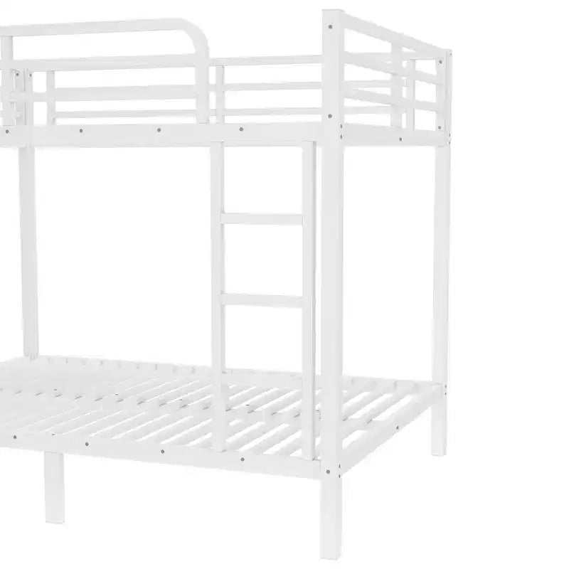 Letto a castello in metallo Full-over-Full – Struttura in acciaio resistente, spazio contenitore sotto il letto, nero e bianco